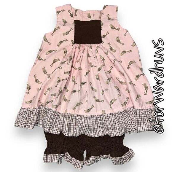 Sew Spoiled Giraffe Dress with Pants Size 24 Months - Picture 1 of 8